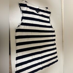 Hobbs London Black and White Striped Sleeveless Top with Side Buttons